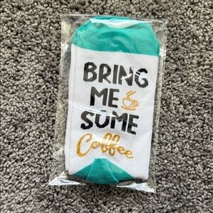 NWOT White and Teal Coffee Socks